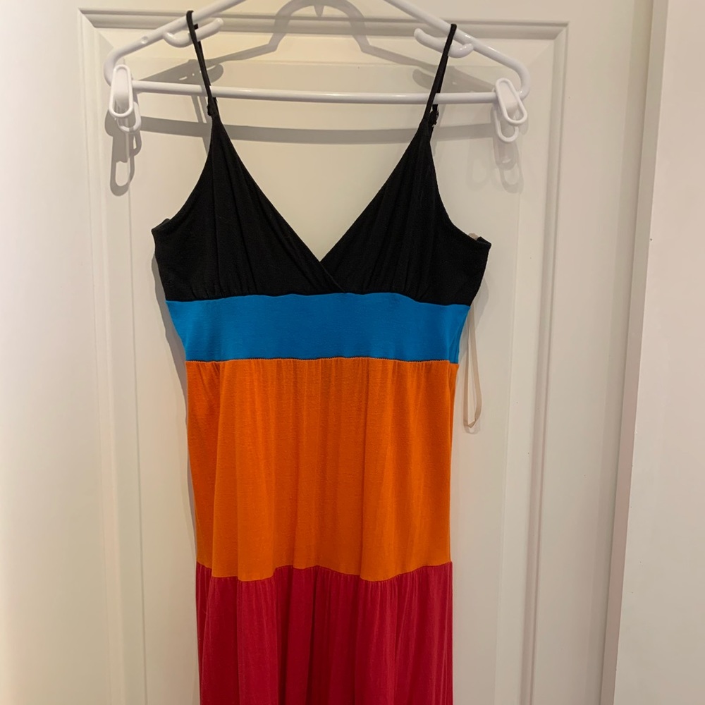 Multi-color colorblock maxi dress